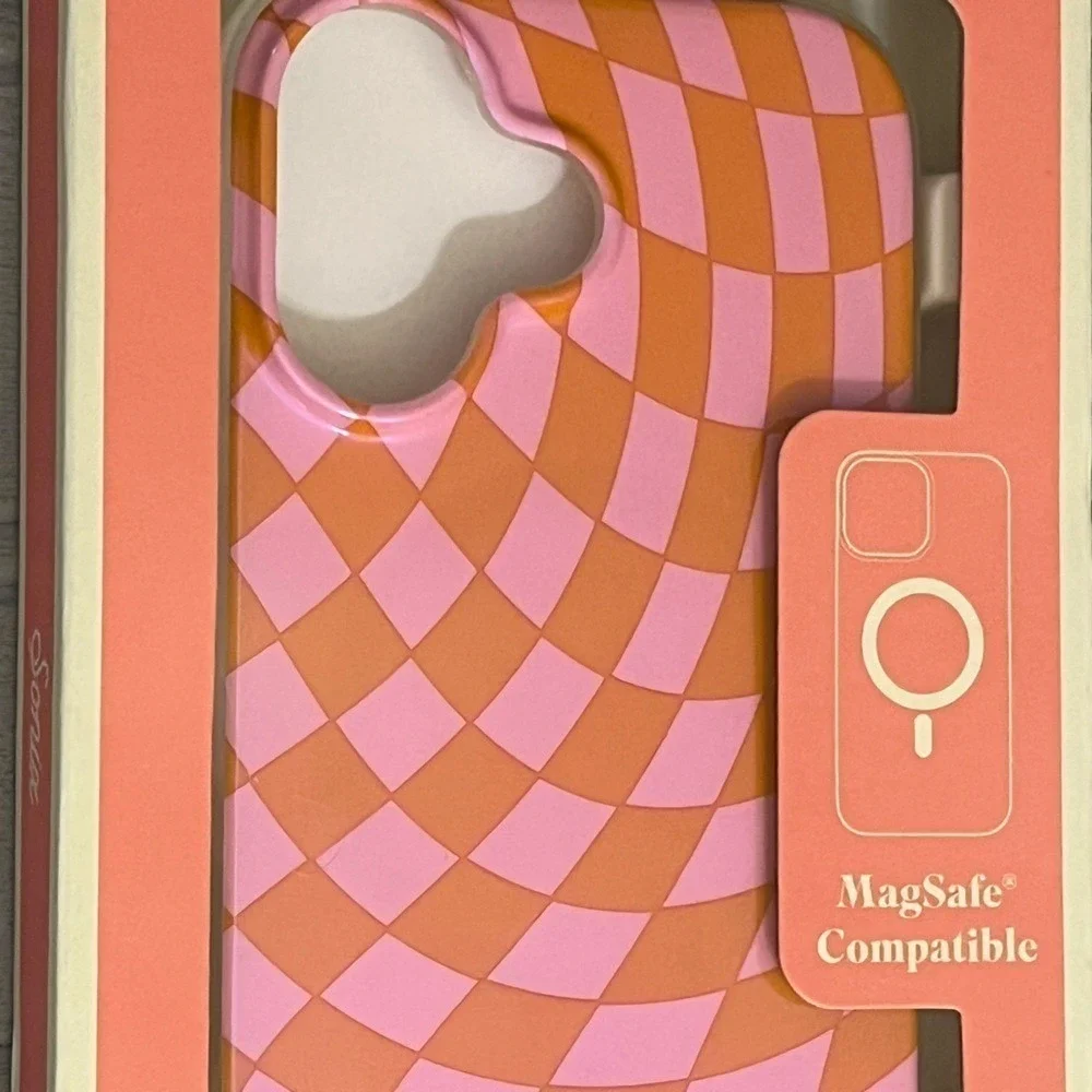 Sonix Apple iPhone 16 Case With MagSafe Checkmate PINK ORANGE New